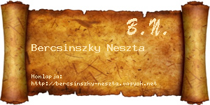 Bercsinszky Neszta névjegykártya